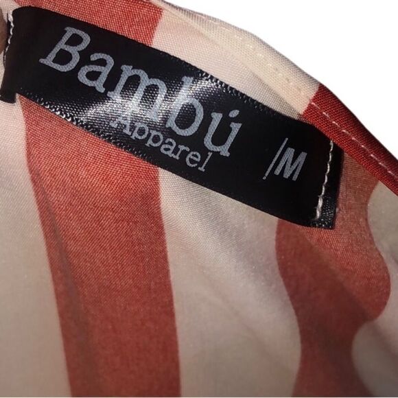 Bamboo Apparel striped adjustable waist wrap ruffle maxi dress size Med NWOT - Picture 5 of 6